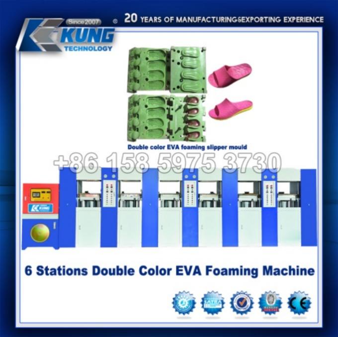 4 Stations Double Color EVA Slipper Foaming Making Machine