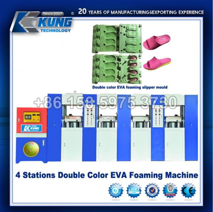 4 Stations Double Color EVA Slipper Foaming Making Machine